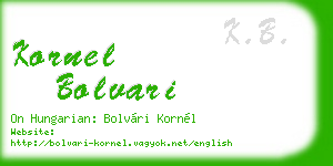 kornel bolvari business card